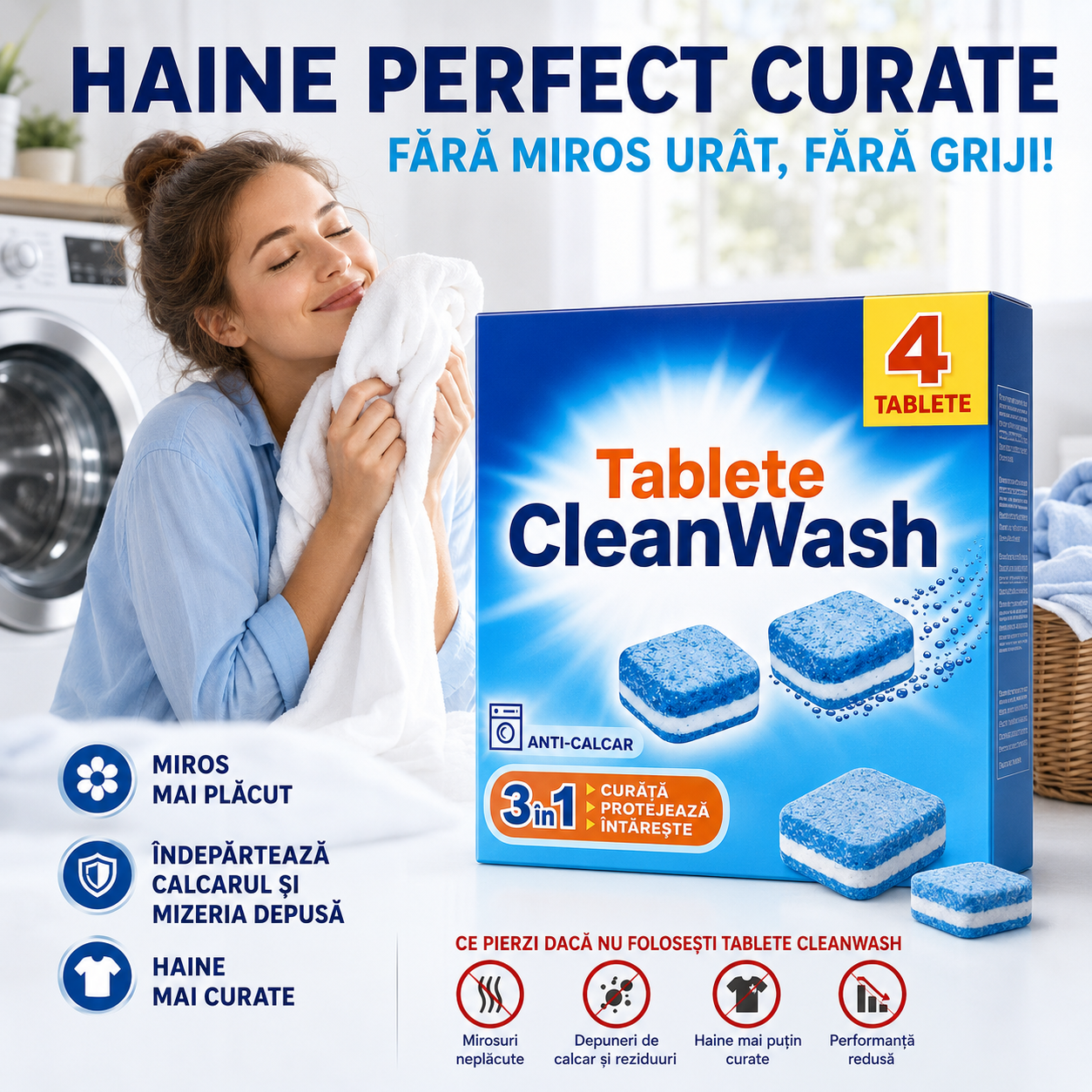 Tablete pentru Curățarea Mașinii de Spălat - CleanWash™